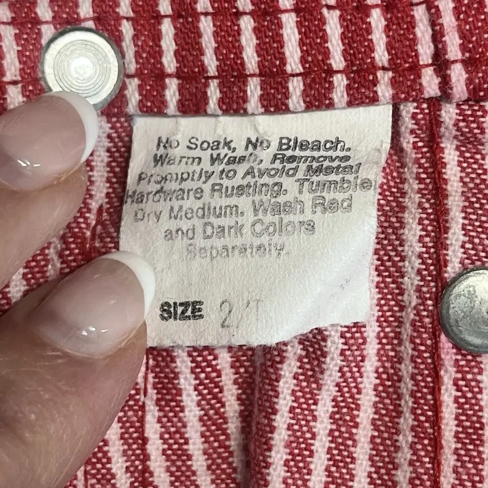 Vintage OshKosh B’gosh Vestbak Shortalls size 2T Made In USA Red Stripes 90's
